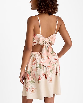 Floral Sleeveless Back Tie Mini Fit and Flare Dress