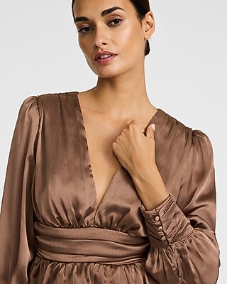 black satin mini dress long sleeve Layla Black Long Sleeve Mini Dress - US 6