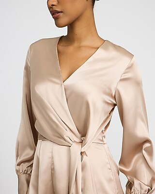 Satin V-Neck Wrap Front Romper - image 2