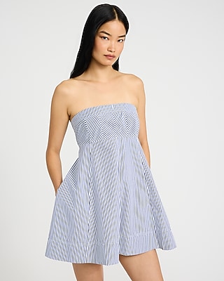 blue and white fit and flare dress Liv Gingham Fit and Flare Mini Dress main image 1