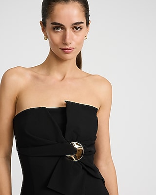 Strapless Hardware Bow Front Mini Dress - image 2