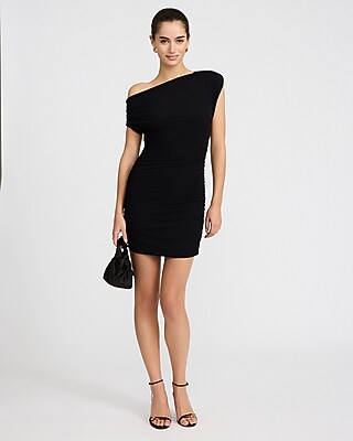 Mesh One Shoulder Asymmetrical Mini Dress