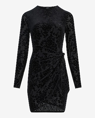 Sophie Velvet Burnout Tie Wrap Mini Dress