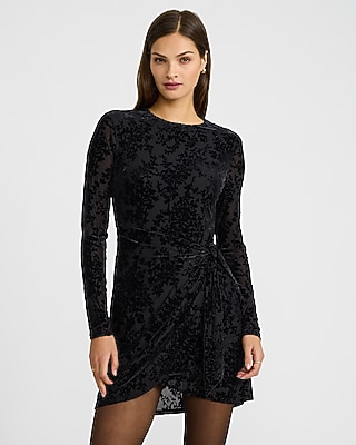 Sophie Velvet Burnout Tie Wrap Mini Dress