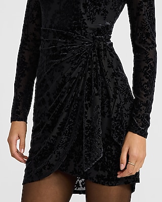 Sophie Velvet Burnout Tie Wrap Mini Dress