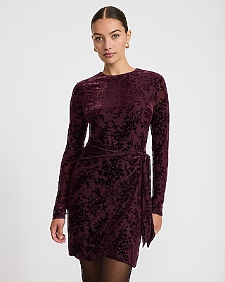 Sophie Velvet Burnout Tie Wrap Mini Dress - thumbnail 6