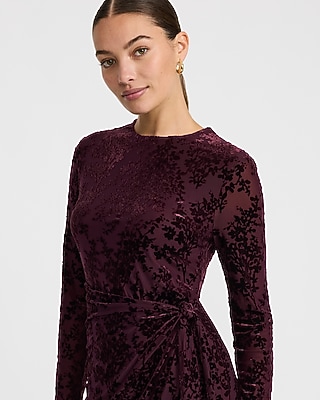 Sophie Velvet Burnout Tie Wrap Mini Dress - thumbnail 7