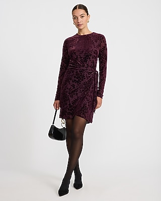 Sophie Velvet Burnout Tie Wrap Mini Dress - thumbnail 9