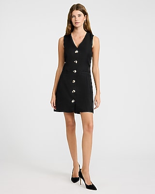 Denim Novelty Button Sleeveless Blazer Mini Dress - image 4