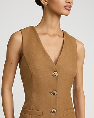 white sleeveless gold button midi blazer dress Goldie white mini blazer dress main image 0