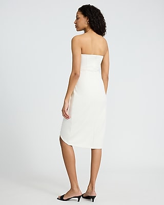 Strapless Cutout Tie Wrap Midi Sheath Dress
