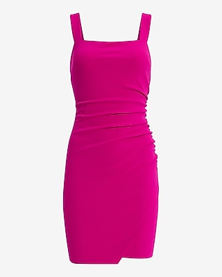 Square Neck Sleeveless Ruched Mini Dress | Express