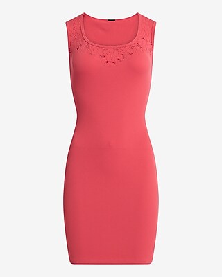 Square Neck Lace Trim Seamless Mini Dress