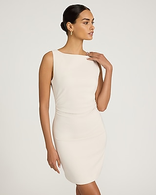 Scoop Neck Sleeveless Tie Wrap Mini Sheath Dress | Express