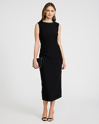 Crew Neck Sleeveless Ruched Midi Sheath Dress - image 4
