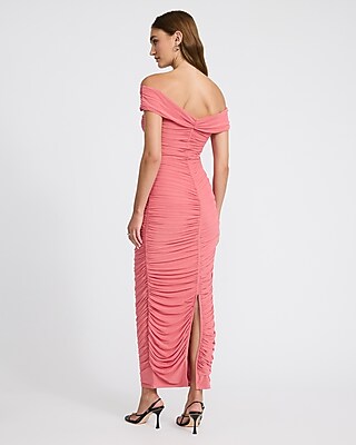 Mesh Ruched Off The Shoulder Maxi Dress - image 2