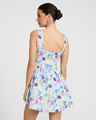Floral Jacquard Button Front Dipped Waist Mini Dress - image 3