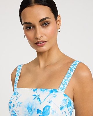 Printed Square Neck Tiered Smocked Back Mini Dress - image 2