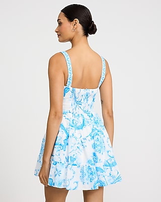 Printed Square Neck Tiered Smocked Back Mini Dress - image 3
