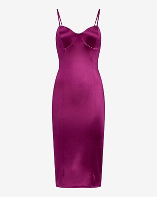 Satin Sweetheart Sleeveless Midi Dress