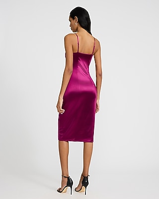 Satin Sweetheart Sleeveless Midi Dress