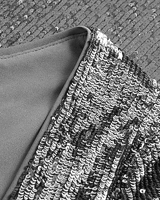 Sequin Boat Neck Long Sleeve Low Back Mini Dress