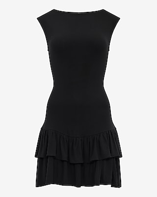 drop waist ruffle hem dress Ivory Sleeveless Ruffle Hem Drop Waist Mini Dress main image 1