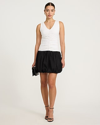 Stretch Cotton Color Block Bubble Hem Mini Dress with Pockets