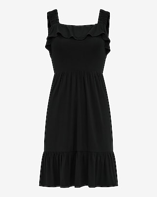 Square Neck Sleeveless Ruffle Tiered Mini Dress