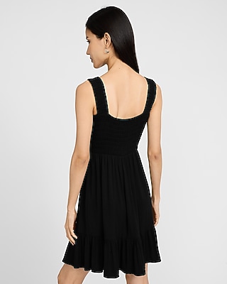 Square Neck Sleeveless Ruffle Tiered Mini Dress