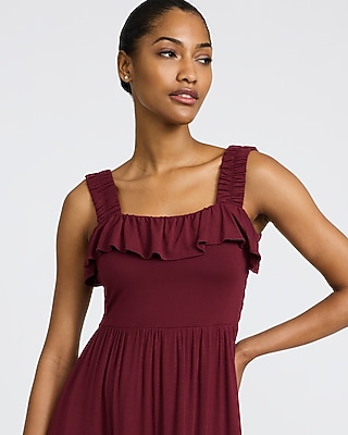 Square Neck Sleeveless Ruffle Tiered Mini Dress