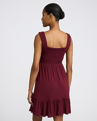 Square Neck Sleeveless Ruffle Tiered Mini Dress