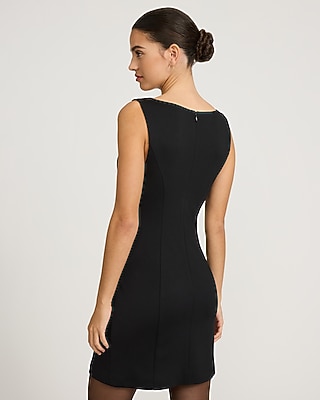 Signature Ponte Curved Neck Sleeveless Mini Dress with Pockets