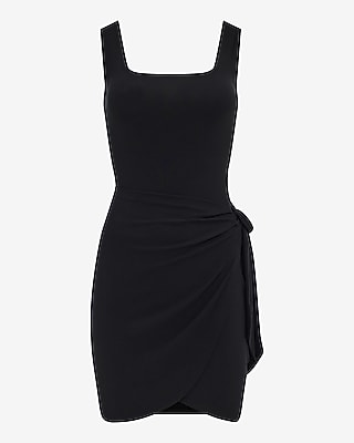 Ribbed Knit Scoop Neck Wrap Tie Mini Sheath Dress - image 4