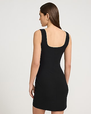 Ribbed Knit Scoop Neck Wrap Tie Mini Sheath Dress - image 2