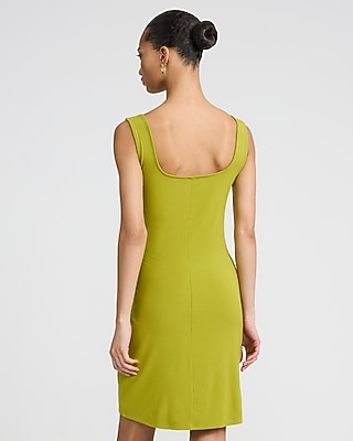 Ribbed Knit Scoop Neck Wrap Tie Mini Sheath Dress