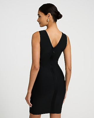 EXPRESS x bebe V-Neck Sleeveless Bandage Mini Sheath Dress
