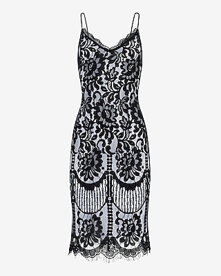 EXPRESS x bebe Lace Color Block V-Neck Mini Sheath Dress