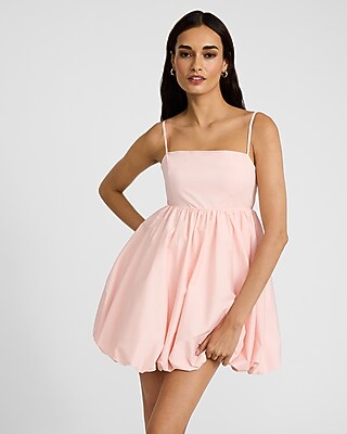 Poplin Square Neck Sleeveless Mini Bubble Dress