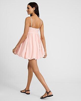 Poplin Square Neck Sleeveless Mini Bubble Dress