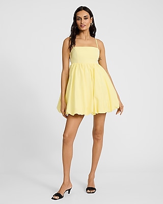Poplin Square Neck Sleeveless Mini Bubble Dress