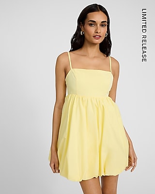 Poplin Square Neck Sleeveless Mini Bubble Dress