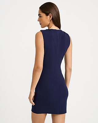 Mock Neck Novelty Hardware Draped Mini Dress - thumbnail 3