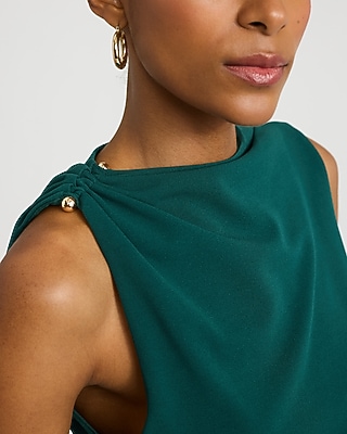 Mock Neck Novelty Hardware Draped Mini Dress - thumbnail 6