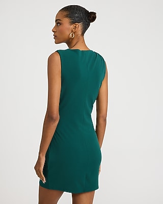 Mock Neck Novelty Hardware Draped Mini Dress - thumbnail 7