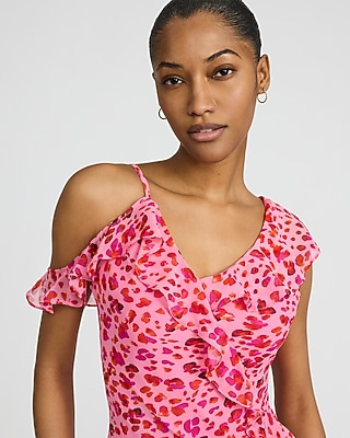 Printed V-Neck Flutter Sleeve Ruffle Surplice Maxi Dress - image 2