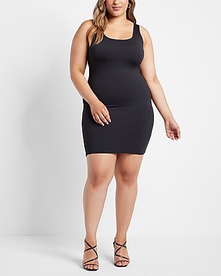 Body Contour Scoop Neck Mini Dress With Built-In Shapewear