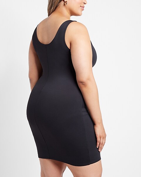 Body Contour Scoop Neck Mini Dress With Built-in Shapewear