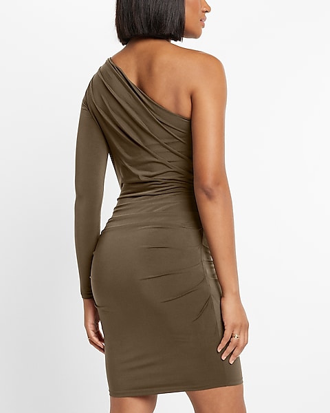 Express Cocktail & Party Body Contour One Shoulder Mini Dress With
