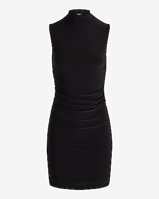 Mock Neck Sleeveless Ruched Mini Dress - image 4